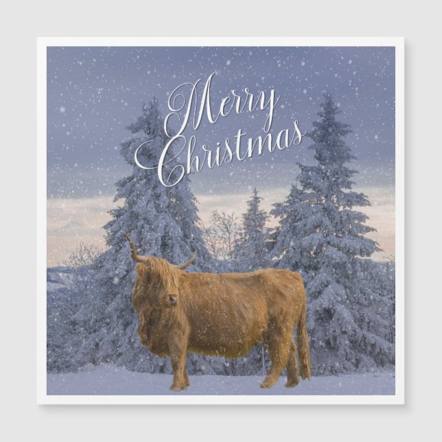 CHRISTMAS HIGHLAND COW MAGNETKARTE (Vorderseite)
