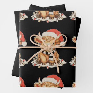 Christmas Highland Cow Moo Xmas Holiday Season Geschenkpapier Set