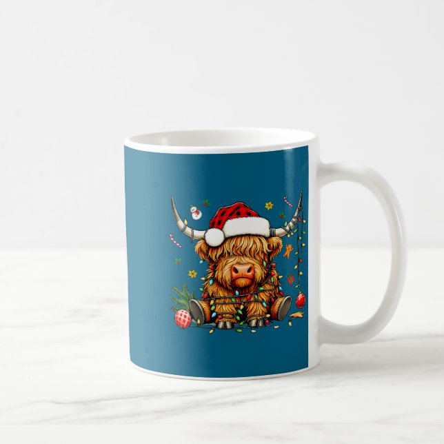 Christmas Highland Cow Xmas Santa Hat Wooly Farm A Kaffeetasse (Rechts)
