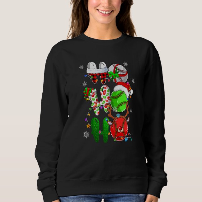 Christmas Ho Ho Ho Baseball  Santa Reindeer Elf Xm Sweatshirt (Vorderseite)