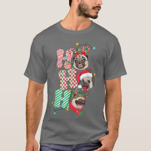 Christmas Ho Ho Ho Mops Dog Lover Funny Happy Holi T-Shirt