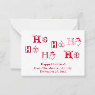 Christmas Ho Ho Ho Red custom name date cute Mitteilungskarte