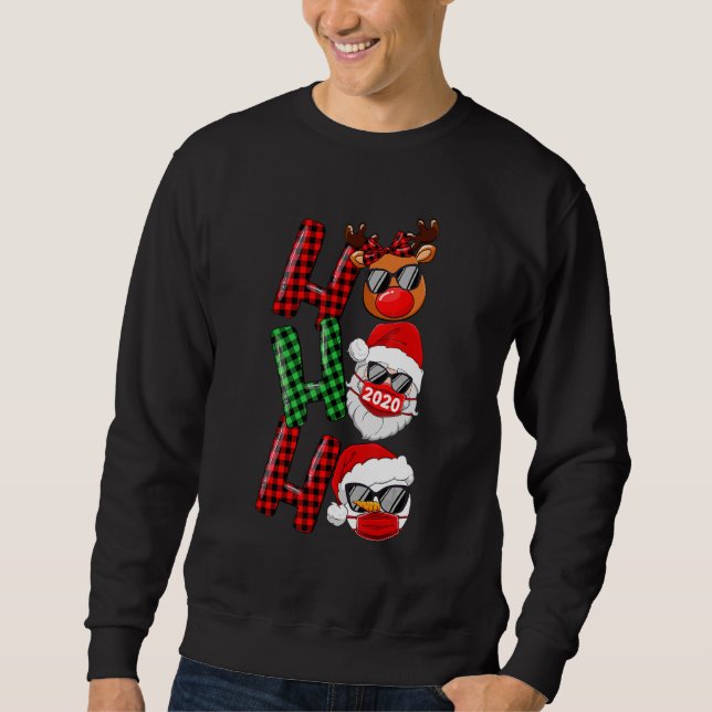 Christmas Ho Ho Ho Santa Reindeer Snowman Face Mas Sweatshirt (Vorderseite)