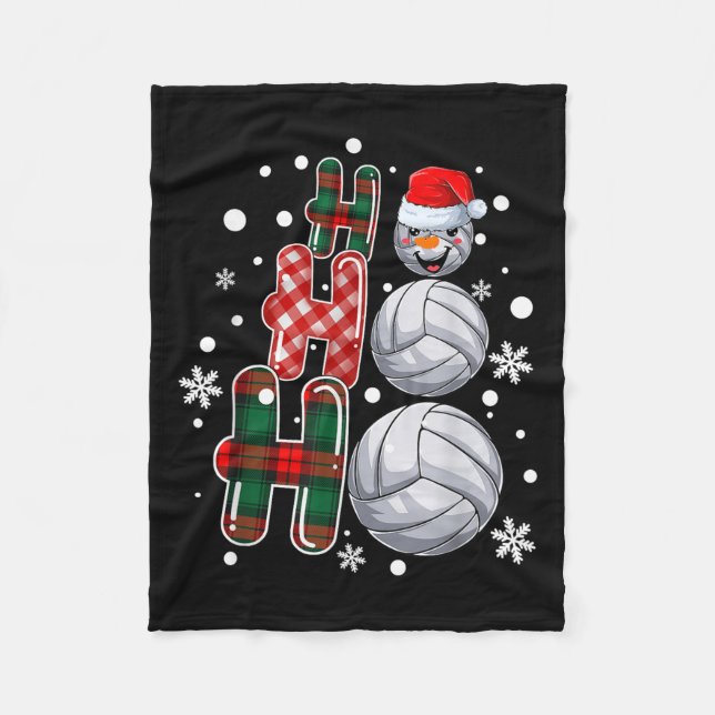 Christmas Ho-ho-ho Santa Snowman Volleyball Xmas P Fleecedecke (Vorderseite)