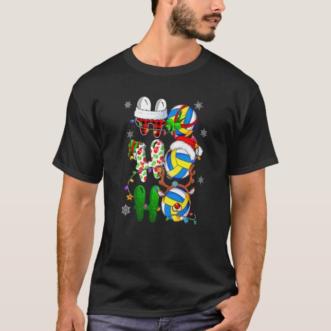 Christmas Ho Ho Ho Volleyball  Santa Reindeer Elf  T-Shirt (Vorderseite)