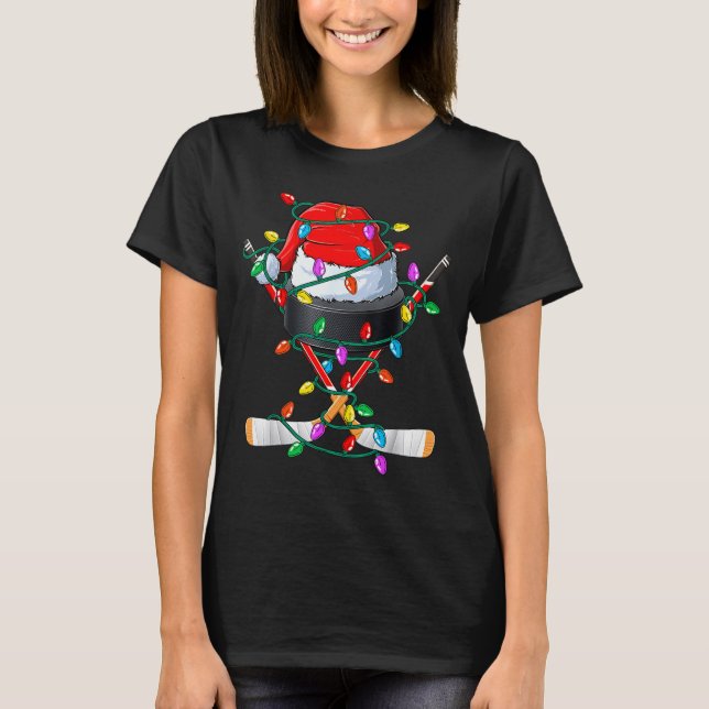 Christmas Hockey Xmas Santa Srts Hat Ball Kids Boy T-Shirt (Vorderseite)