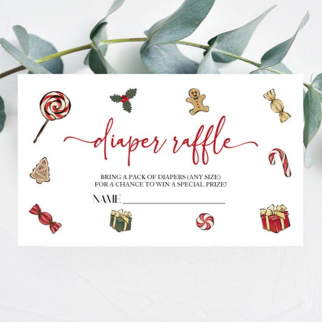 Christmas Holiday Baby Shower Diaper Raffle Begleitkarte (Von Creator hochgeladen)