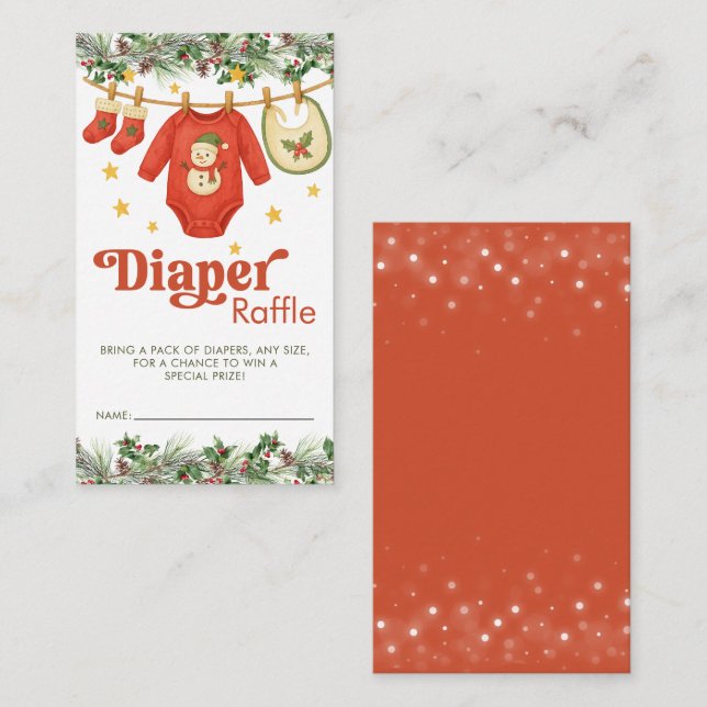 Christmas Holiday Baby Shower Diaper Raffle Ticket Begleitkarte (Vorne/Hinten)