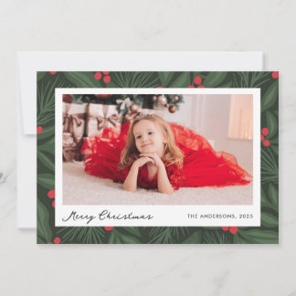 Christmas Holiday Berries Photo Card Feiertagskarte