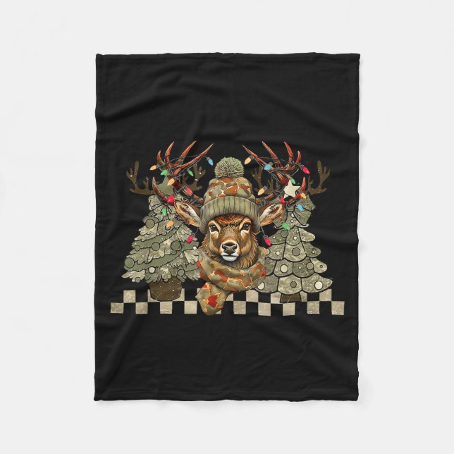 Christmas Holiday Camo Hunting Reindeer Deer Xmas  Fleecedecke (Vorderseite)