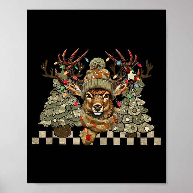 Christmas Holiday Camo Hunting Reindeer Deer Xmas  Poster (Vorne)