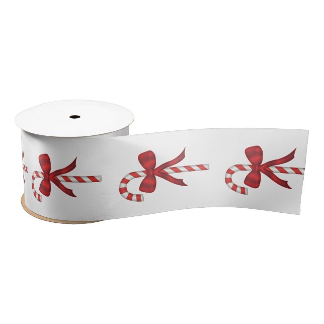 Christmas Holiday Candy Cane with Red Bow Satinband (Spule)