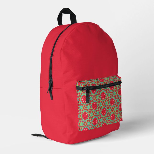 Christmas Holiday Charm Pattern  Bedruckter Rucksack (Rückseitige Ecke links)