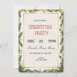 Christmas holiday cocktail party green bow modern  einladung