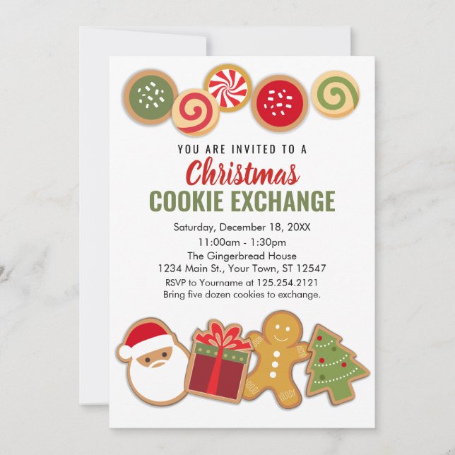Christmas Holiday Cookie Exchange Invitation Einladung (Vorderseite)
