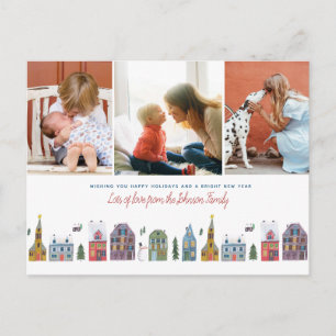 Christmas Holiday   cute houses   3 Photo Postcard Feiertagspostkarte
