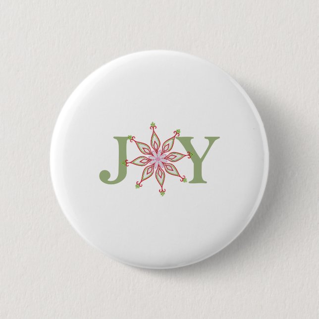 Christmas Holiday Cute Whimsical Joy Snowflake  Button (Vorderseite)