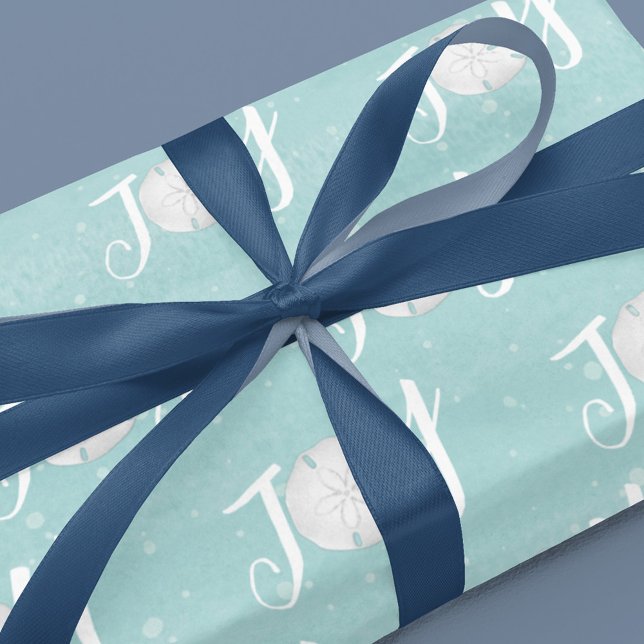 Christmas Holiday Elegant Beach Turquoise Coastal Geschenkpapier (Christmas Holiday Joy typography wrapping paper. )
