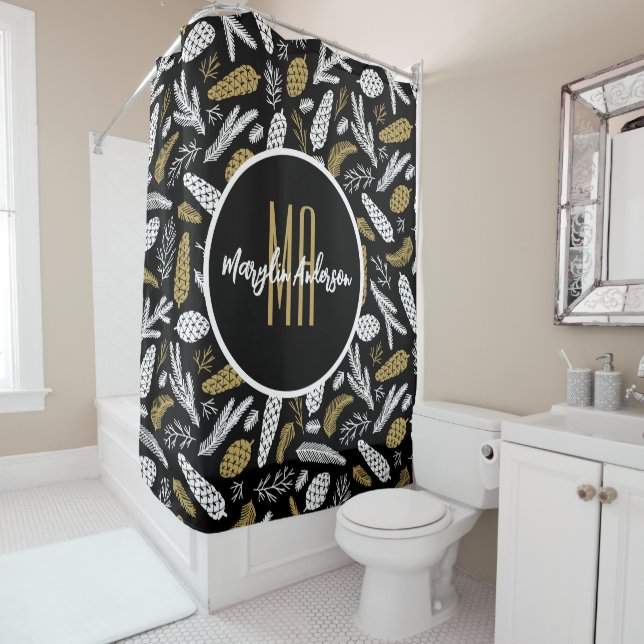 CHRISTMAS HOLIDAY FLORAL CUSTOM MONOGRAM DUSCHVORHANG (Beispiel)