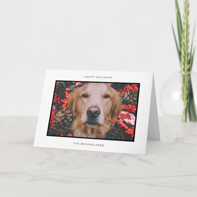 CHRISTMAS HOLIDAY FOTO | Christmas Holly Feiertagskarte (Vorderseite)