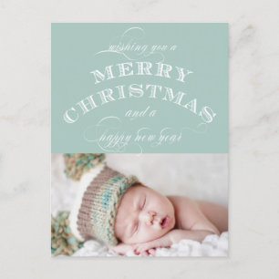CHRISTMAS HOLIDAY FOTO POSTCARD GREEN FEIERTAGSPOSTKARTE