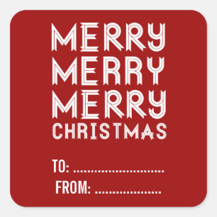 CHRISTMAS HOLIDAY GIFT LABELS RED QUADRATISCHER AUFKLEBER