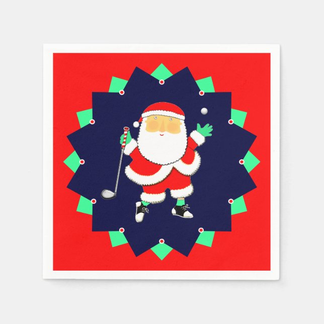 Christmas Holiday Golf Party Serviette (Vorderseite)