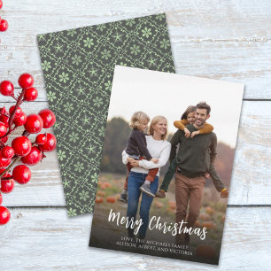 Christmas Holiday Green Snowflake Elegant Pattern Feiertagskarte