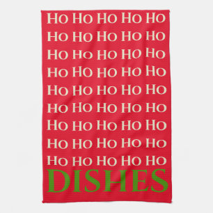 CHRISTMAS HOLIDAY HO HO HO DISH RED KITCHEN TOWEL GESCHIRRTUCH