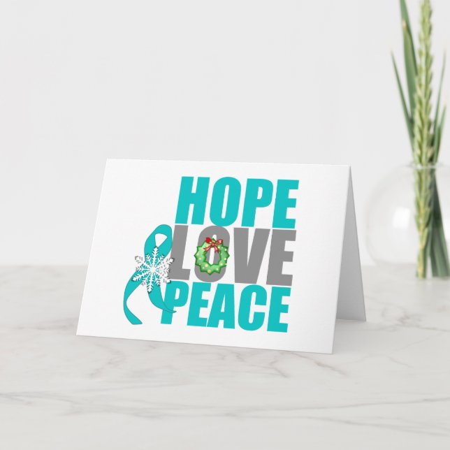 Christmas Holiday Hope Love Peace Ovarian Cancer Feiertagskarte (Vorderseite)