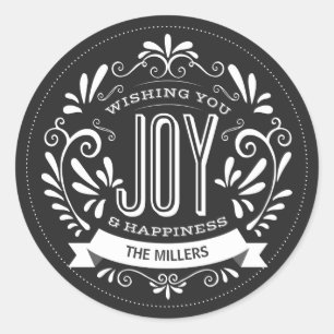 CHRISTMAS HOLIDAY JOY ROUND CHALKBOARD STICKERS