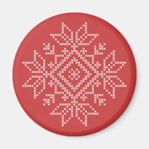 Christmas holiday nordic knitted snowflake magnet