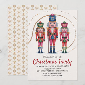 Christmas Holiday Party Nutcracker Gold Glitter    Einladung