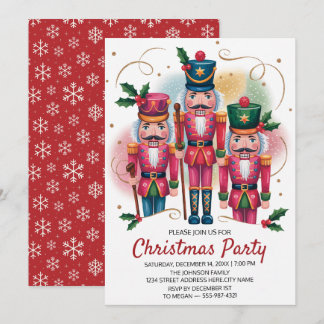 Christmas Holiday Party Nutcracker Gold Glitter    Einladung