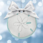Christmas Holiday Photo Blue Beach Sand Dollar Sea Keramik Ornament<br><div class="desc">This design features Christmas holiday elegant simple beach, nautical coastal sea ocean life, sand dollar joy minimalist teal, trendy stylish calligraphy script font, turquoise teal blue tropical island, Christmas holiday wrapping supplies, sea shells coastal living coast, Christmas holiday beach house cottage cushion home décor</div>
