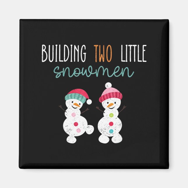 Christmas Holiday Pregnancy Announcement For Twin  Magnet (Vorne)