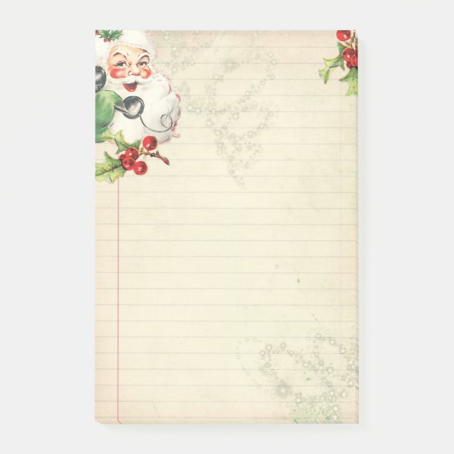 Christmas Holiday Santa Post-It Note Paper Pad Post-it Klebezettel (Vorderseite)