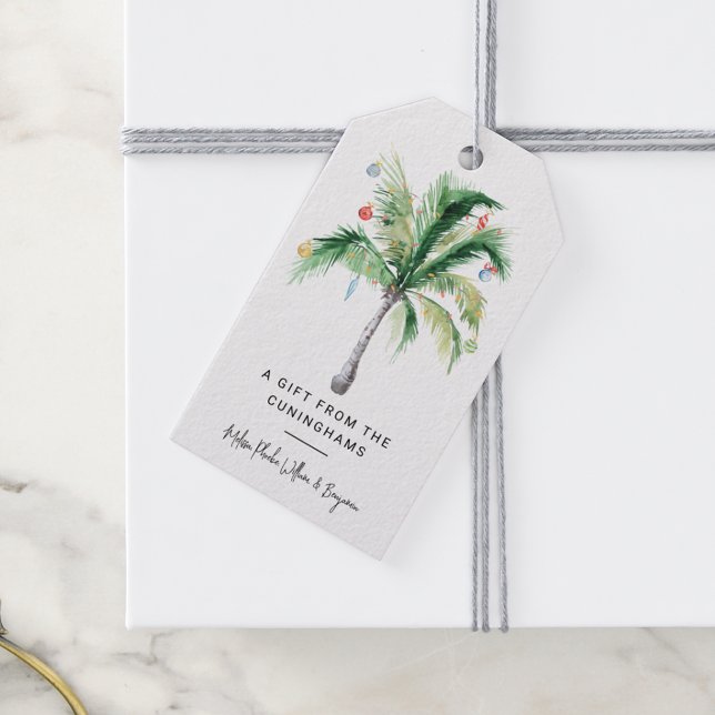 Christmas Holiday Tropical Palm Tree Coastal Geschenkanhänger (Christmas Holiday Tropical Palm Tree Coastal Gift Tags)