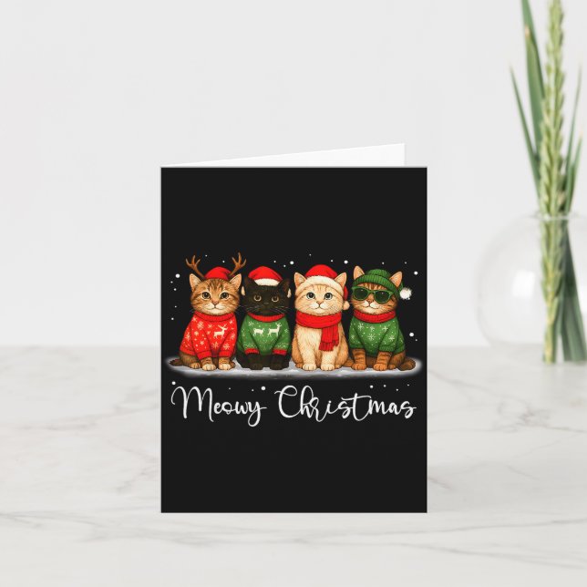 Christmas Holiday Xmas Meowy Christmas Funny Cat S Karte (Vorderseite)