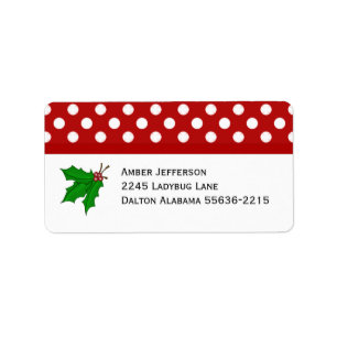 Christmas Holly Address Labels Adressaufkleber
