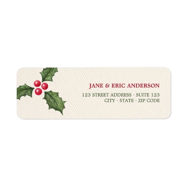 Christmas Holly Berries Address Labels (Vorne)