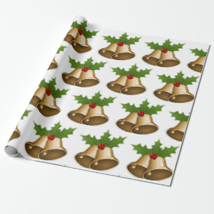 Christmas Holly Berries Bell Geschenkpapier