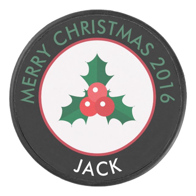 Christmas Holly & Berries Hockey Puck (Vorderseite)