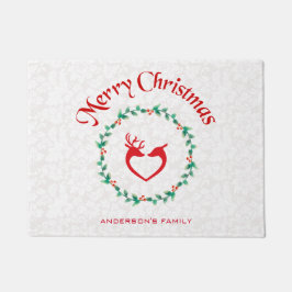 Christmas Holly Berries Wreath Fußmatte