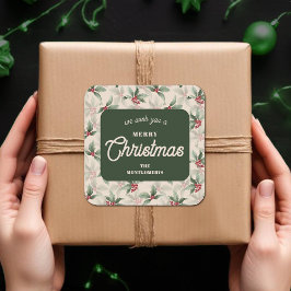 Christmas Holly Berry Homemade Food Holiday Baking Quadratischer Aufkleber