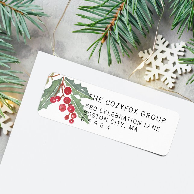 Christmas Holly Berry Rücksendeadresse (Christmas Holly Berry Return Address Label)