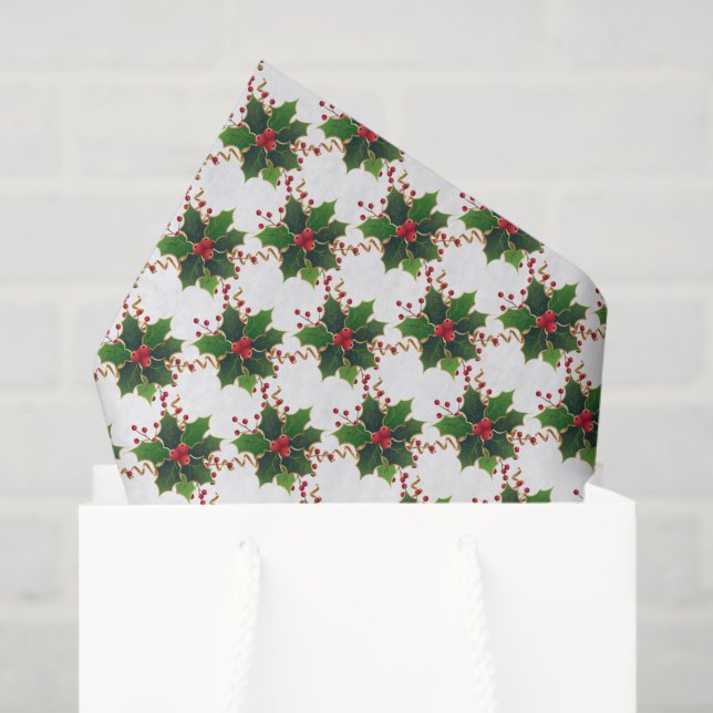 Christmas Holly Berry Tissue Paper Seidenpapier (Geschenktüte)