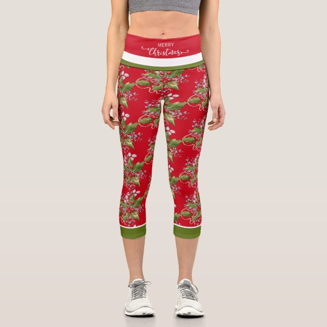 Christmas Holly Branch Leggings (Vorderseite)