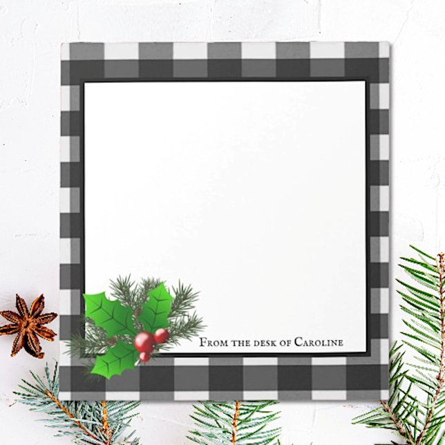 Christmas Holly Buffalo Kariert Personalisiert Not Notizblock (Christmas Holly Buffalo Plaid Personalized Notepad)