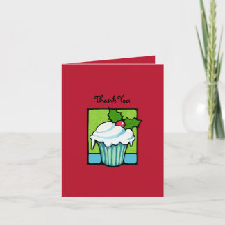 Christmas Holly Cupcake rot Danke Note Card